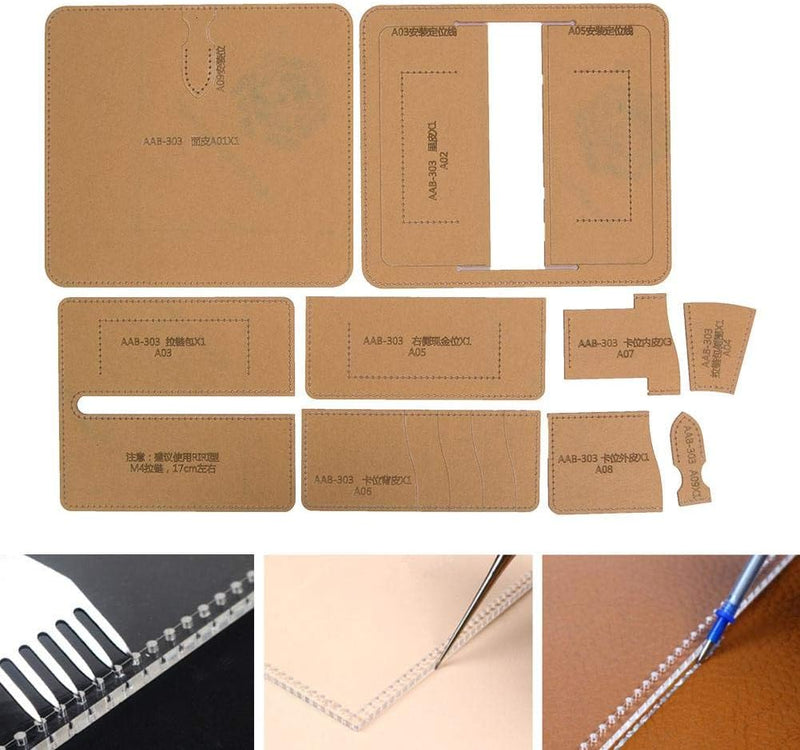 Klares Acryl, das Schablonen-Leder-Mappen-Schablonen-Installationssatz für DIY ledernes Handwerk bil