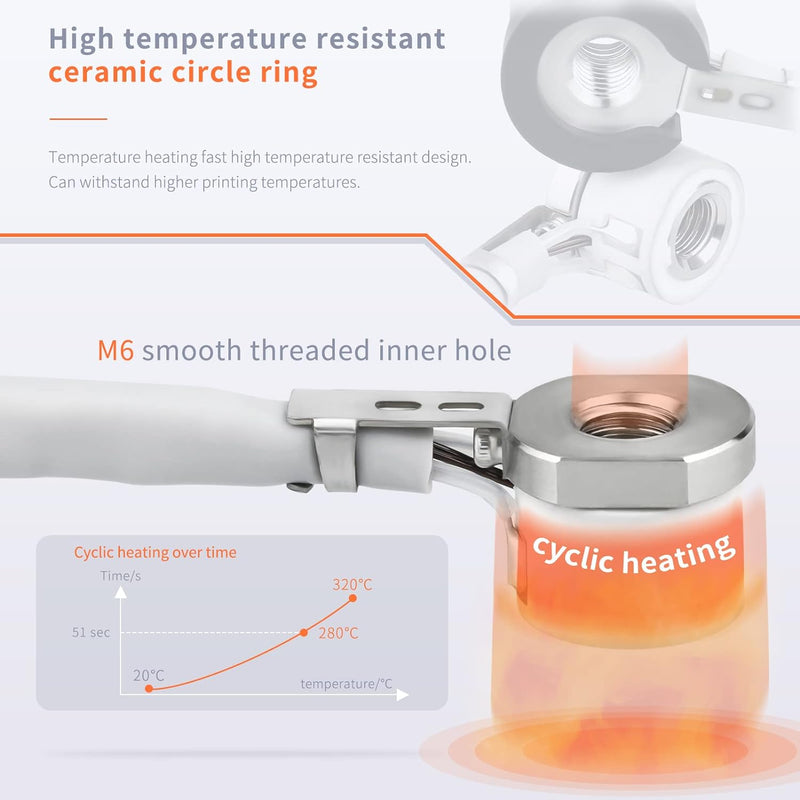 Upgrade Fast Heat CHC CR10 Hotend Keramik Heizkern Bimetall Heatbreak Kupferdüse kompatibel mit 24V