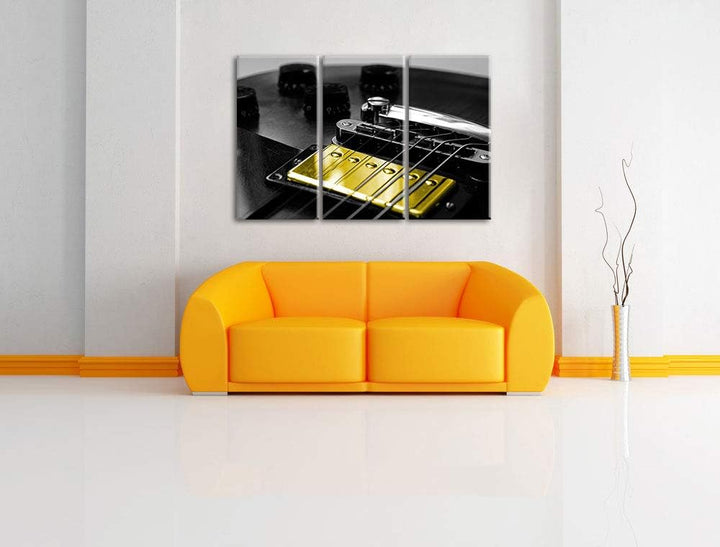 E-Gitarre mit Tonreglern schwarz/weiss 3-Teiler Leinwandbild 120x80 Bild auf Leinwand, XXL riesige B