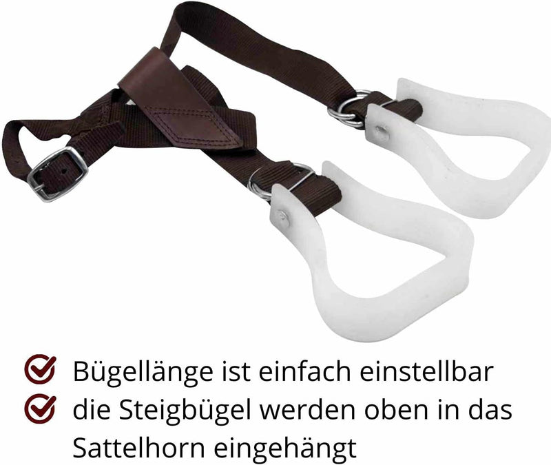 AMKA Western Steigbügel Set für Kinder Westernsattel Steigbügel Kindersteigbügel Set auch für Holzpf