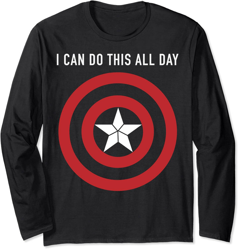 Marvel Captain America I Can Do This All Day Shield Portrait Langarmshirt
