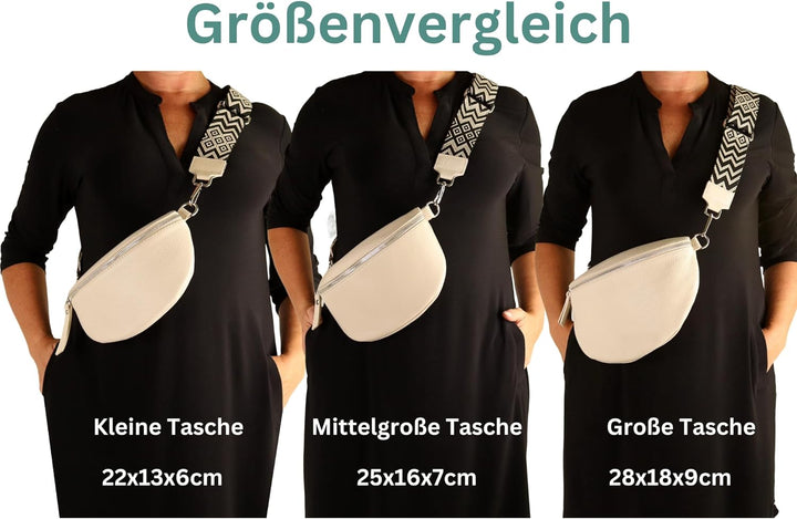 MIRROSI® Bauchtasche Damen, Echtleder, Made in Italy, Umhängetasche, Brusttasche, Crossbody Bag (1 T