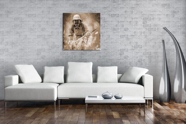 deyoli Feuerwehrmann im Einsatz Format: 60x60 Effekt: Sepia als Leinwandbild, Motiv fertig gerahmt a