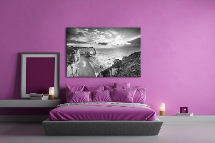 Bezaubernder Strand in der Normandie Effekt: Schwarz/Weiss Format: 100x70 als Leinwandbild, Motiv fe