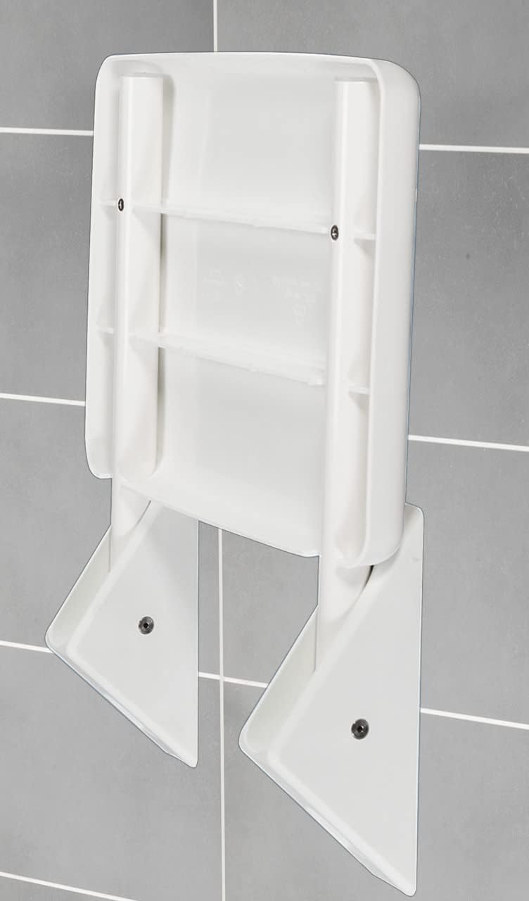 WENKO Duschklappsitz Secura - Duschsitz zum Klappen, 120 kg Tragkraft, Kunststoff (ABS), 35 x 19 x 3