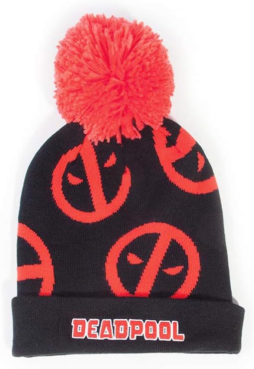 DIFUZED Unisex Geschenkset mit Mütze und Schal mit Deadpool-Symbol Beanie, Mehrfarbig, One Size