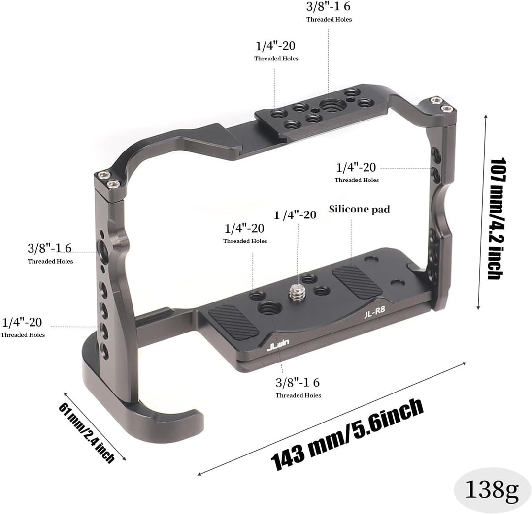 FOTGA Kamerakäfig für Canon EOS R8 Kamera, Aluminium Video Vlogging Käfig Stabilisator Rig mit Kalts