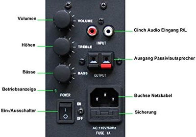E-Lektron EWL5A Stereo Aktiv Lautsprecher Paar inkl. Wandhalter - 5" 2X 60W Schwarz
