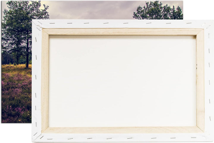 deyoli einsame Bank im Wald Format: 80x60 als Leinwand, Motiv fertig gerahmt auf Echtholzrahmen, Hoc