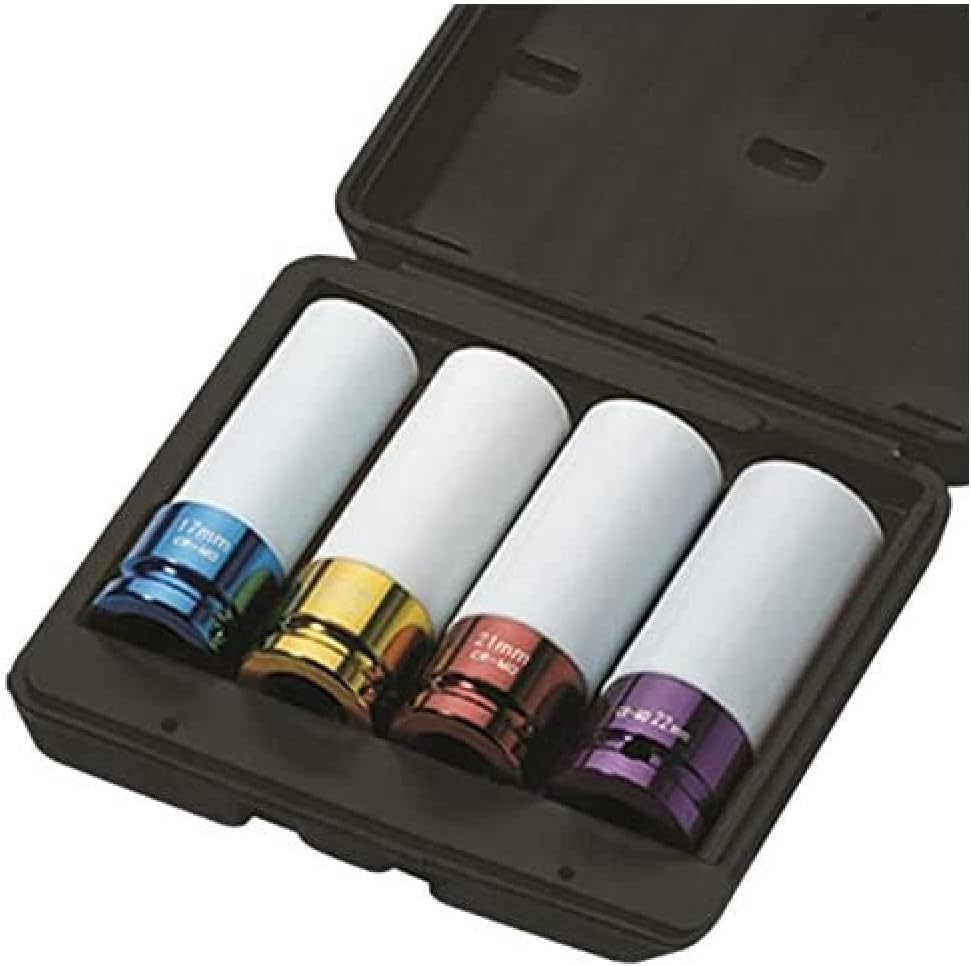 JBM Set DE 4 VASOS IMPACTO DE 1/2" Especial EXTRACCIÓN RUEDAS