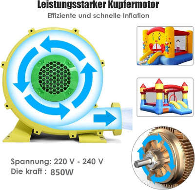 COSTWAY 850W Gebläse Luftpumpe Ventilator Windmaschine Radiallüfte Lüfter elektrisch für aufblasbare