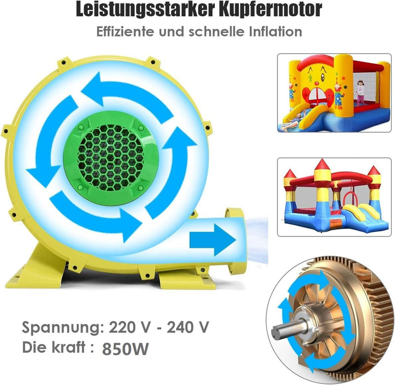 COSTWAY 850W Gebläse Luftpumpe Ventilator Windmaschine Radiallüfte Lüfter elektrisch für aufblasbare