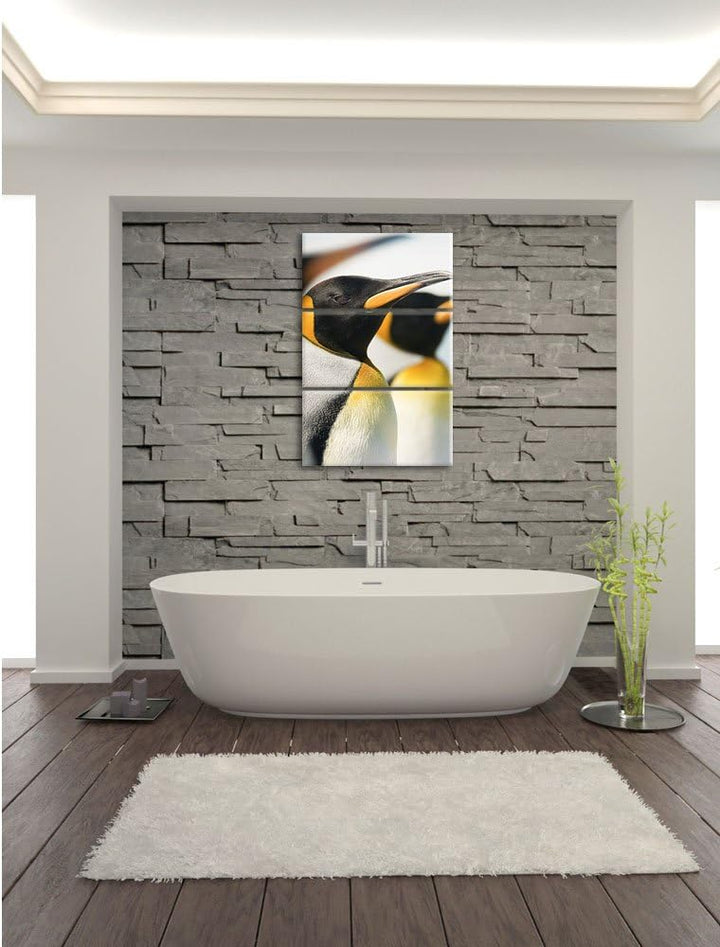 Pixxprint Pinguine 3-Teiler Leinwandbild 120x80 Bild auf Leinwand
