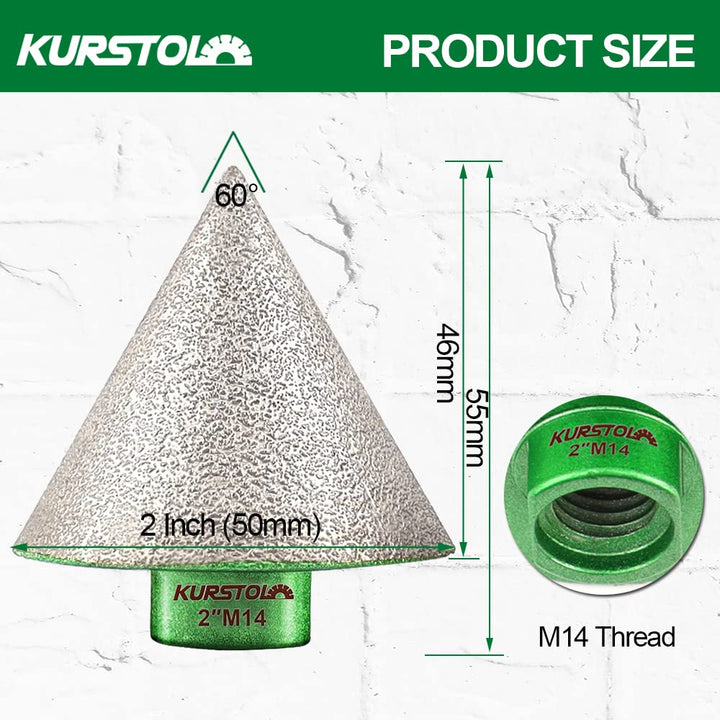 KURSTOL Diamant Fasen-Bit – Diamant Abschräg Bit,50 mm x M14 Gewindewinkelschleifer,zum Formen von V