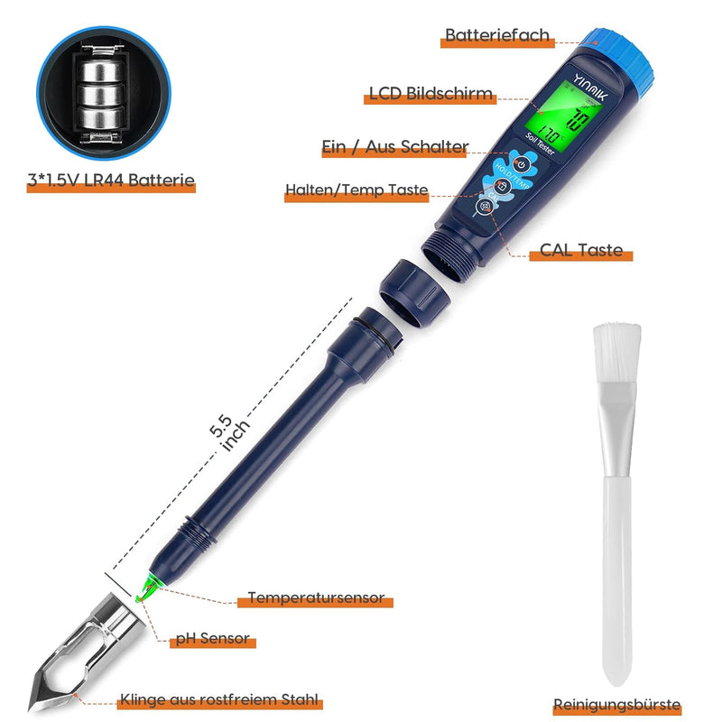 Digitales Boden pH Messgerät,Boden und Wasser pH Tester, hochwertiges pH Messgerät für den Heimgebra