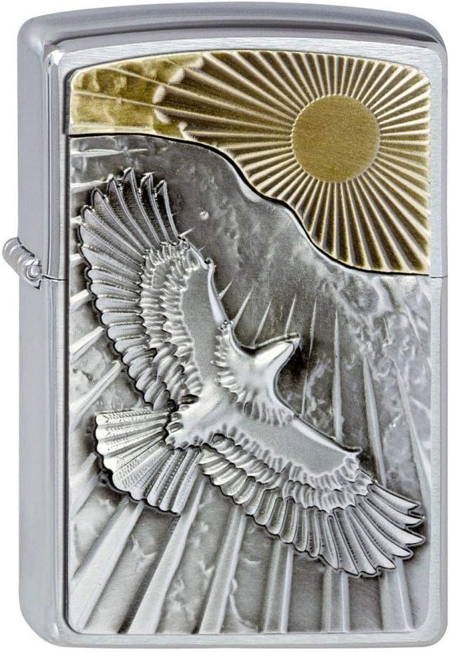 Zippo Feuerzeug 2003192 Eagle Sun-Fly Emblem Benzinfeuerzeug, Messing, Eagle Sun-Fly