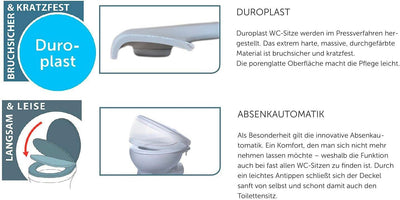 EISL BLAU WC Sitz MOSAIK, Duroplast Toilettendeckel mit Absenkautomatik, maximale Belastung vom Toil