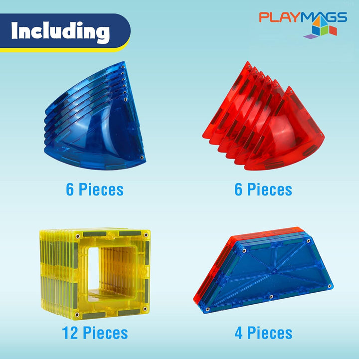 Playmags 3D Magnetische Blöcke für Kinder - Magnet Blöcke Lernen Formen, Farben & Alphabet STEM Magn