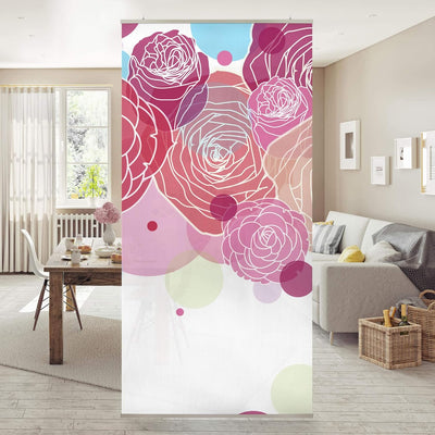 Bilderwelten Raumteiler Roses and Bubbles 250x120cm inkl. transparenter Halterung 250x120cm incl. tr