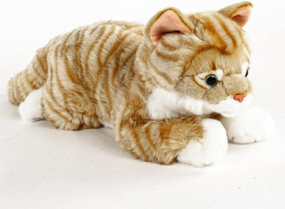 Teddys Rothenburg Uni-Toys Kuscheltier Katze liegend rot/weiss getigert 40 cm Plüschkatze