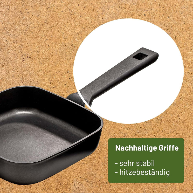 KHG Greenline Grillpfanne 29 x 29 cm, Induktion, 4 Liter Volumen | Nachhaltig aus 100% recycelten Al