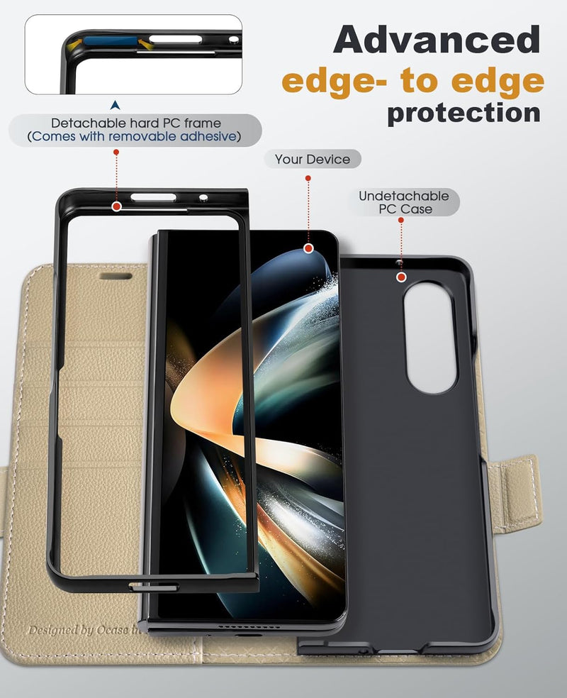 OCASE Hülle Samsung Galaxy Z Fold 5 5G Handyhülle mit [S Pen Halter] [Grenzschutz] [Premium PU Leder