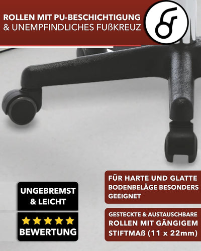 1stuff® XL Profi Rollhocker höhenverstellbar mit breiter Rücken-Lehne - 40 cm Sitzbreite - Sitzhöhe