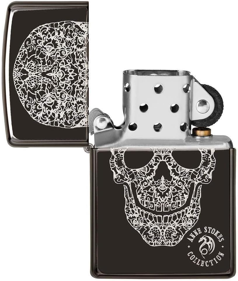 Zippo 49143 24756 Anne Stokes Collection Farbig Anne Stokes High Polish Black Fancy Skull, Farbig An
