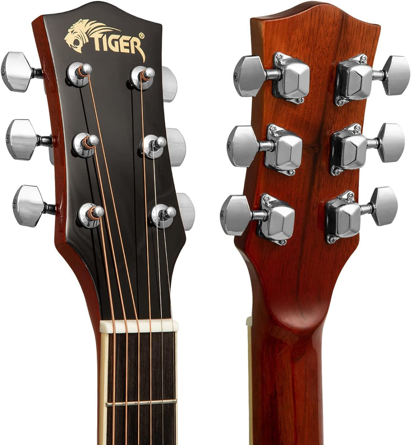 TIGER ACG3 Full Size Akustikgitarren-Set - Gitarren-Pack für Anfänger, mit Gigbag, Gurt und Ersatzsa