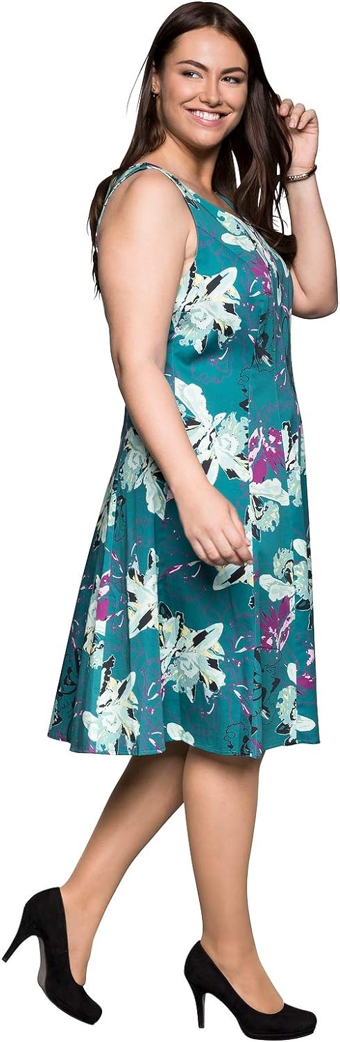 Sheego Damen Freizeitkleid mit floralem Alloverdruck smaragd, 52