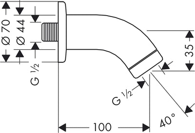 hansgrohe Brausearm 100mm, Chrom Chrom Auslauflänge 100mm, Chrom Auslauflänge 100mm