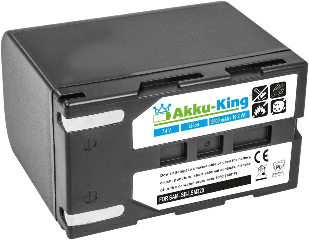 Akku-King Akku kompatibel mit Samsung SB-LSM320, SB-LS320 - Li-Ion 2600mAh - für VP-DC563i, VP-D653,