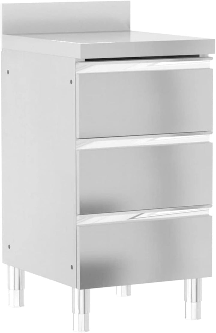 Tidyard 3 STK. Gastro Küchenschrank mit 3 Schubladen Arbeitsschrank Edelstahlschrank Gastroschrank E