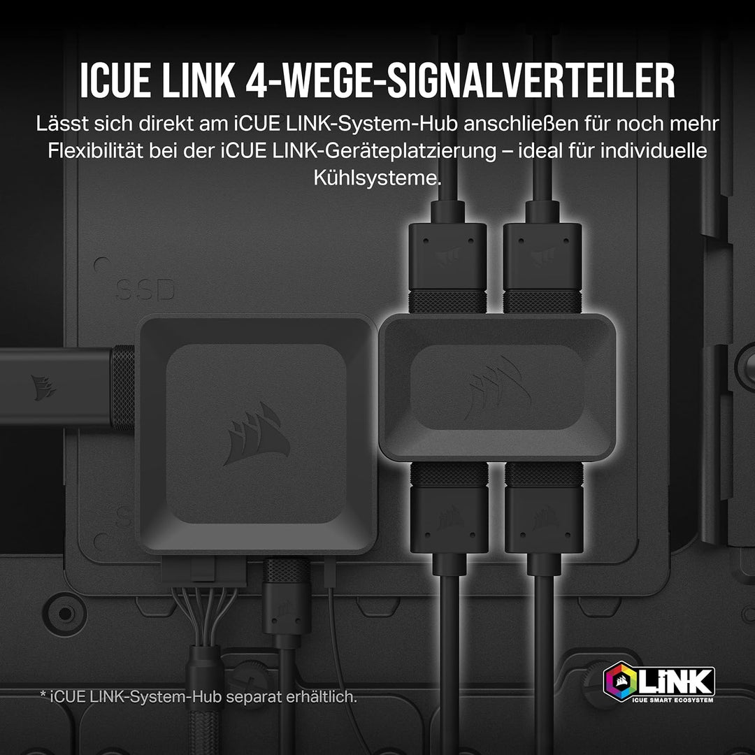 Corsair iCUE LINK 4-Wege-Signalverteiler - Für Benutzerdefinierte Kühlungs-Setups - Magnetische Befe