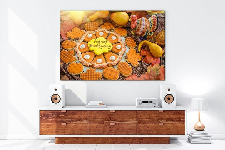 deyoli Erntedankfest Kürbis Kekse Format: 80x60 als Leinwandbild, Motiv fertig gerahmt auf Echtholzr