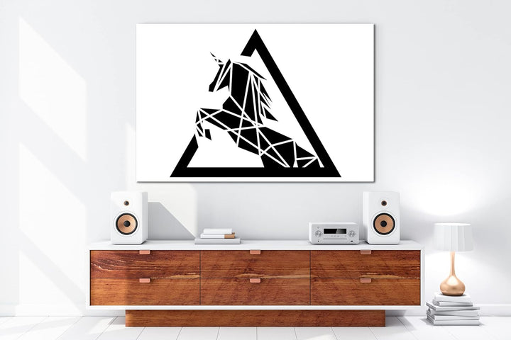 deyoli Polygone Einhorn Logo Format: 80x60 als Leinwandbild, Motiv fertig gerahmt auf Echtholzrahmen