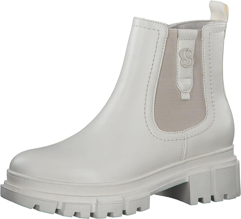 s.Oliver Damen Chelsea Boots aus Kunstleder Plateau 36 EU Cream, 36 EU Cream