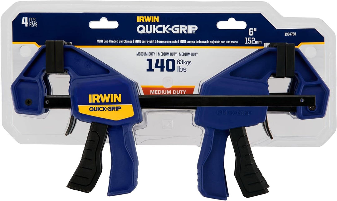 IRWIN QUICK-GRIP Klemmen, einhändig, Ministange, 15,2 cm, 4er-Pack (1964758) 6 inches, 6 inches