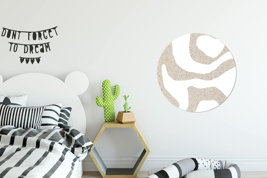 MuchoWow Wandbild Rund Wanddeko Deko Wohnzimmer Bilder 60x60 cm Abstrakt - Terrazzo - Design - Beige