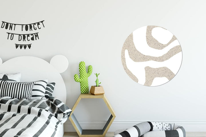 MuchoWow Wandbild Rund Wanddeko Deko Wohnzimmer Bilder 60x60 cm Abstrakt - Terrazzo - Design - Beige