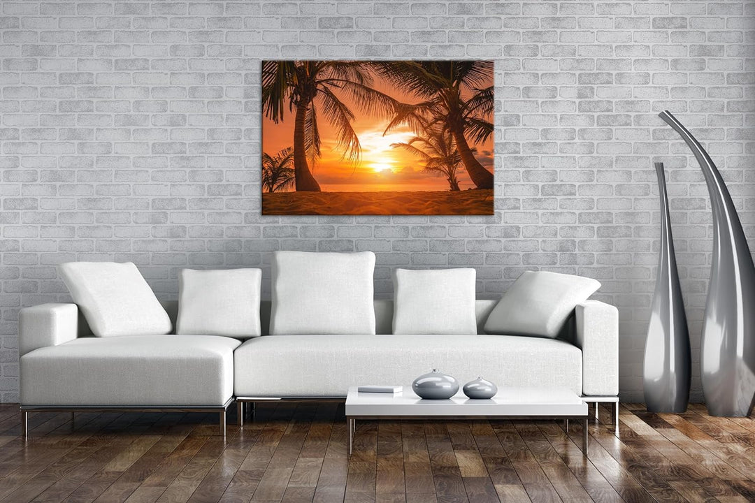 deyoli Sonnenuntergang Format: 80x60 cm als Leinwandbild, Motiv fertig gerahmt auf Echtholzrahmen, H