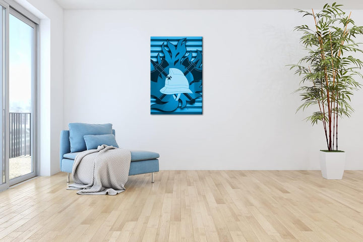 deyoli Feuerwehrmotiv Format: 80x60 Effekt: Monocrome Blau als Leinwandbild, Motiv fertig gerahmt au