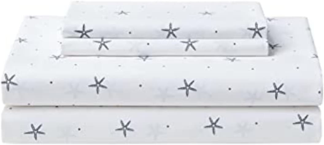 Nautica - Twin XL Bettlaken, Baumwoll-Perkal-Bettwäsche-Set, Küstendekoration, Schlafsaal Essentials