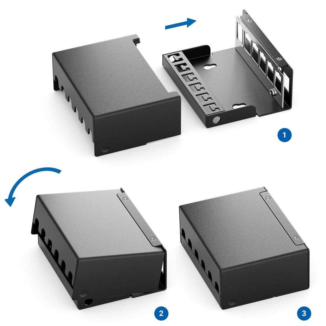 deleyCON 6 Port Patchpanel Set Patchfeld Verteilerfeld 1 HE + 6x RJ45 Keystone Jack Modul STP CAT6a
