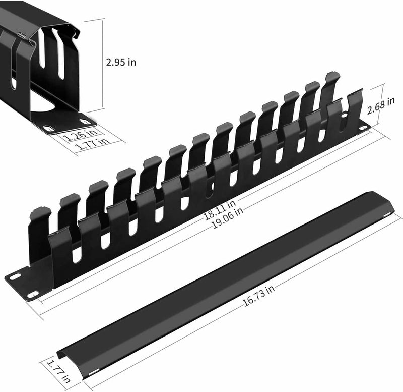 1U Kabelmanagement Rack mit Befestigungsschrauben, 12 Schlitz/24 Anschlüsse Metall Fingerkanal Draht