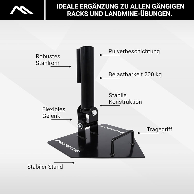 MSPORTS Landmine, Langhantelaufnahme, Core-Trainer für Langhantelstangen mit 25 oder 50 mm Flexibles