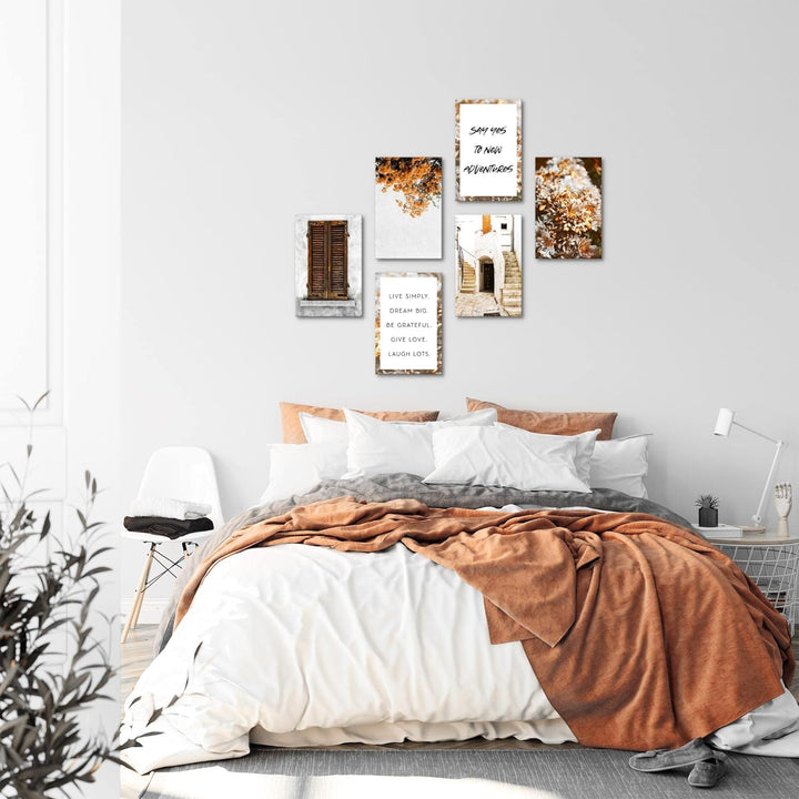 Novart Wandbilder Set - KOMPLETT AUFHÄNGFERTIG - Made in Germany - Moderne Bilder Blumen Zitate Mädc