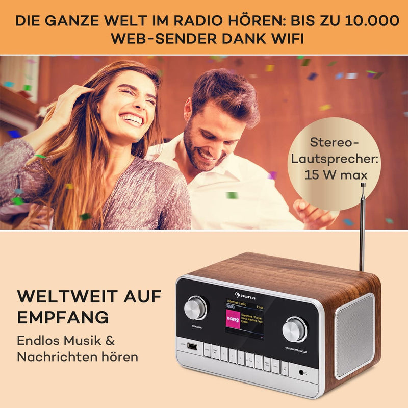 Auna Radio für Küche & Bad, Aufladbares DAB-Radio, DAB Plus Radio mit Bluetooth, Radio Batteriebetri