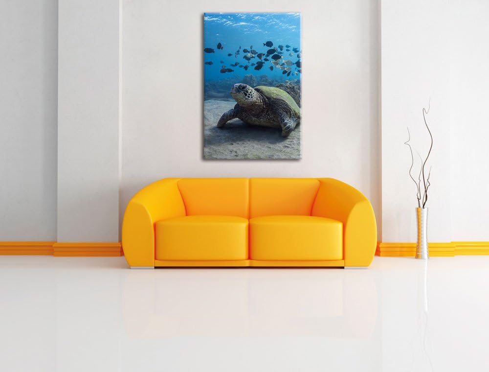 Pixxprint Ninja Turtles, Format: 100x70 auf Leinwand, XXL riesige Bilder fertig gerahmt mit Keilrahm