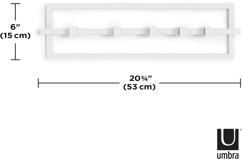 UMBRA Cubiko Garderobenhaken, Wandgarderobe, Garderobenleiste mit beweglichen Haken, modernes Garder